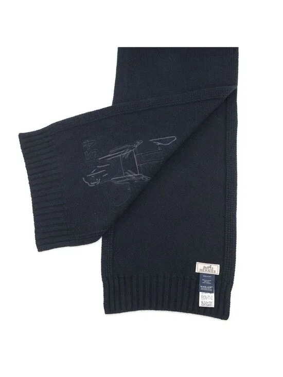 Hermes Scarf Quarter Bash Cashmere Silk Fall/winter Marine - Picture 3 of 8